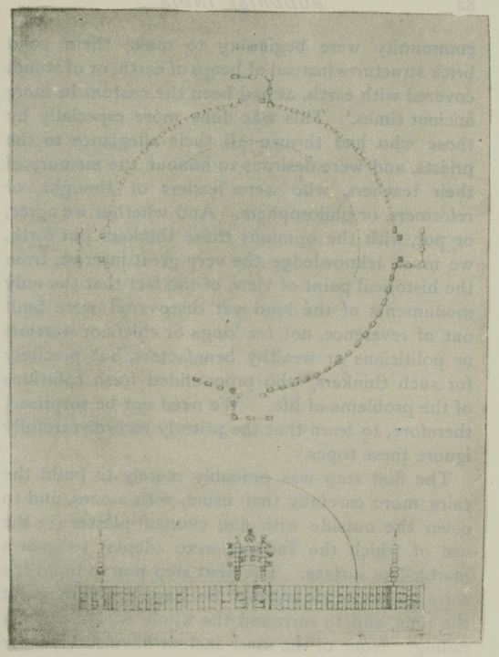 Fig. 13. Ground plan and restoration of the bharahat stupa. [From Cunningham's Stupa of Bharhut. Pl. iii]